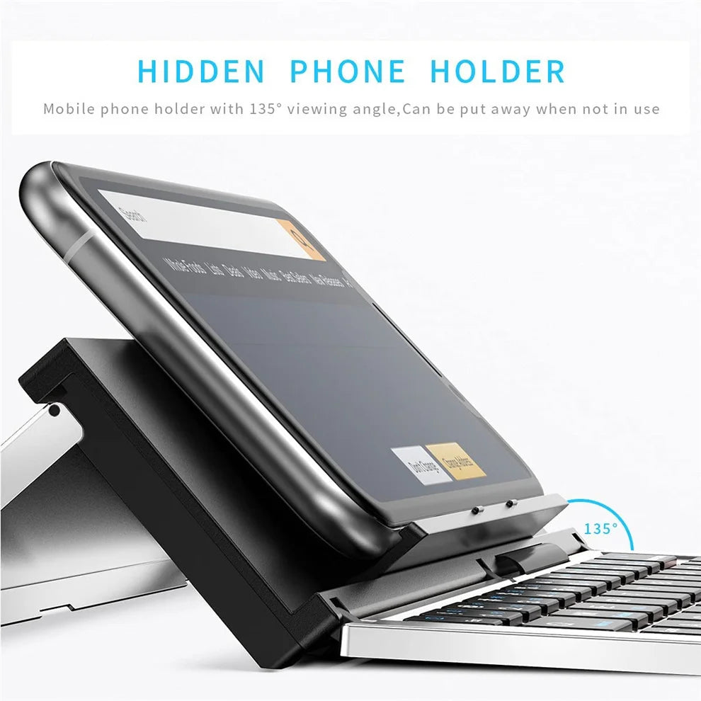 Folding Bluetooth Keyboard Foldable Wireless Keyboard with Pocket Size, Aluminum Alloy Housing, for Ipad, Iphone,Android Devices