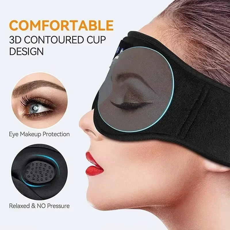 3D Eye Mask Music Play Sleeping Headphones with Built-In HD Speaker Mask for Sleep Headphones Bluetooth