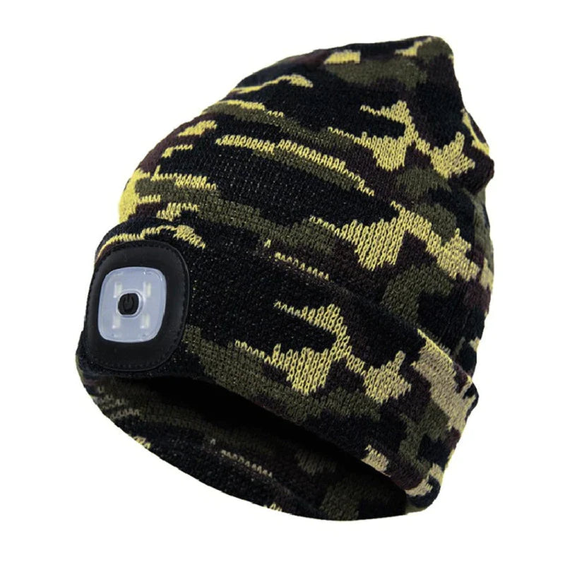 Beanies for Man Solid Knitted Hat with LED Lighting Hip-Hop Style Berets Portable Warm Woolen Bonnets for Woman Wholesale