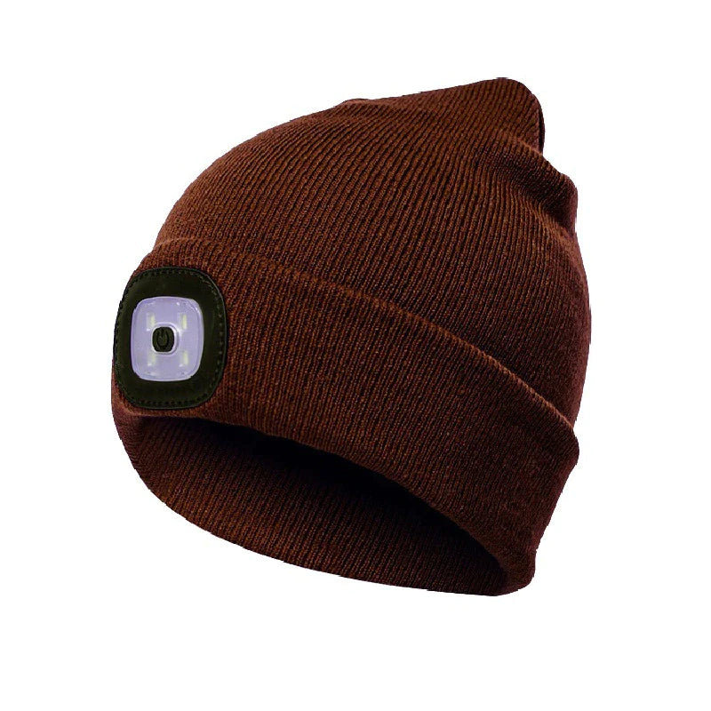 Beanies for Man Solid Knitted Hat with LED Lighting Hip-Hop Style Berets Portable Warm Woolen Bonnets for Woman Wholesale