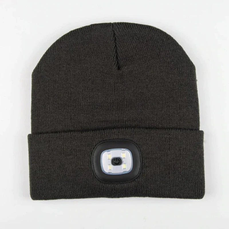 Beanies for Man Solid Knitted Hat with LED Lighting Hip-Hop Style Berets Portable Warm Woolen Bonnets for Woman Wholesale