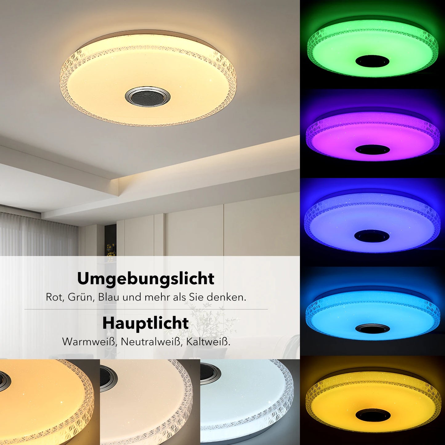 60W Crystal LED Ceiling Lamp with Bluetooth Speaker, RGB LED Crystal Starry Sky Lamp, for Bedroom, Living Room, Bathroom
