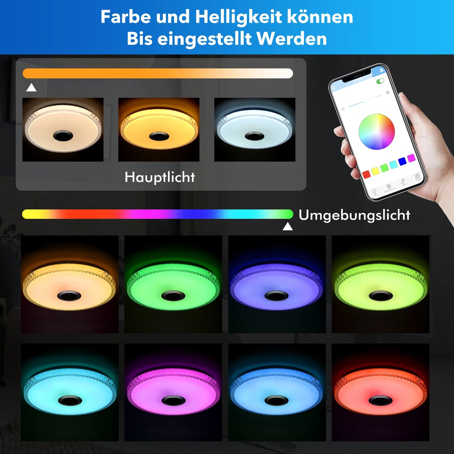 60W Crystal LED Ceiling Lamp with Bluetooth Speaker, RGB LED Crystal Starry Sky Lamp, for Bedroom, Living Room, Bathroom