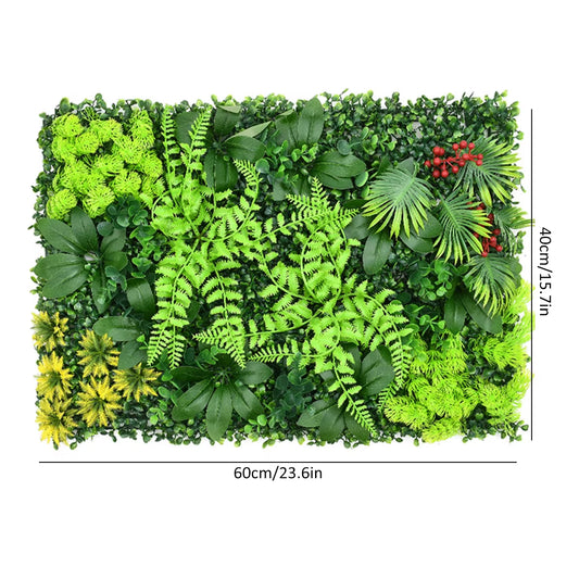 Artificial Plant Wall Reusable Plastic Hanging Grass Backdrop Wall Panel Fake Green Plant Hanging Fencing Decor for Home Garden