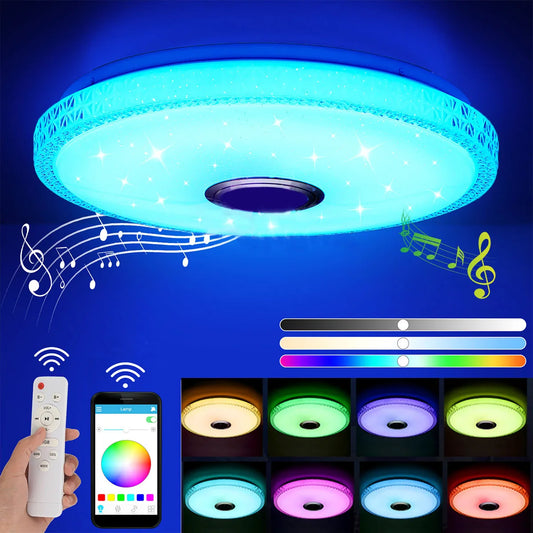 60W Crystal LED Ceiling Lamp with Bluetooth Speaker, RGB LED Crystal Starry Sky Lamp, for Bedroom, Living Room, Bathroom